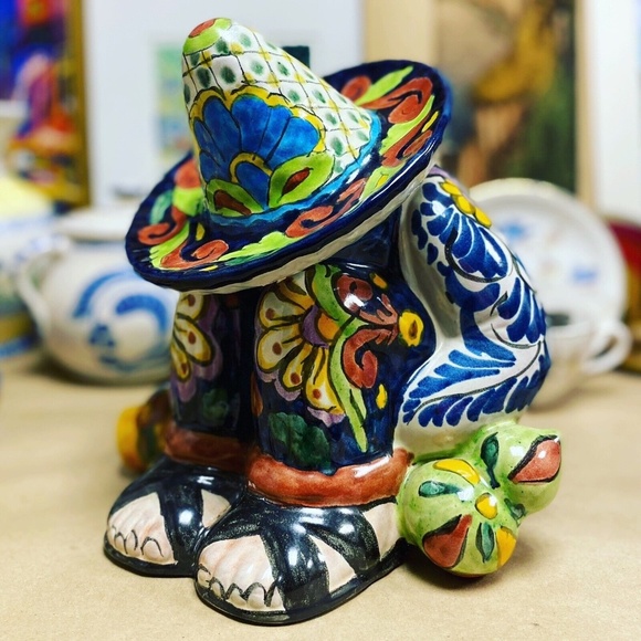 Talavera Other - hand painted Cookie Jar Mexican Pottery Talavera folk art ceramic dopamine decor